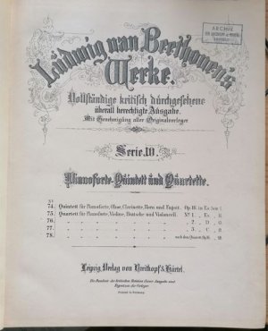 Ludwig van Beethoven´s Werke. Vollständige kritisch durchgesehene überall berechtigte Ausgabe. Mit Genehmigung aller Originalverleger. Serie 10. Pianoforte […]