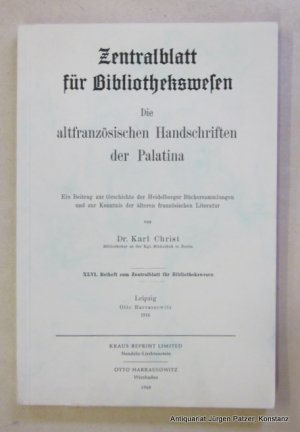 Die altfranzösischen Handschriften der Palatina