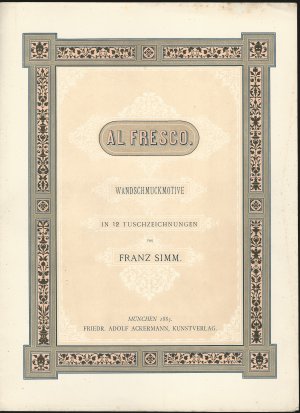 antiquarisches Buch – Franz SIMM – Al Fresco.   Wandschmuckmotive. In 12 Tuschzeichnungen. (Flügelmappe m. inliegendem Doppelbogen u. Tafeln)