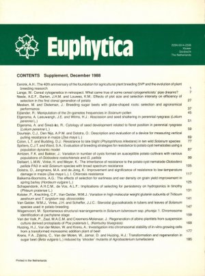 Euphytica Volume 39, 1988 No. 1 bis 3 (3 Hefte)