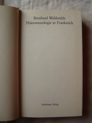 gebrauchtes Buch – Bernhard Waldenfels – Phänomenologie in Frankreich