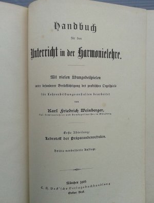 antiquarisches Buch – Karl Friedrich Weinberger – Unterricht in der Harmonielehre