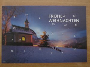 Adventskalender Postkarte mit 24 Türchen, unbenutzt