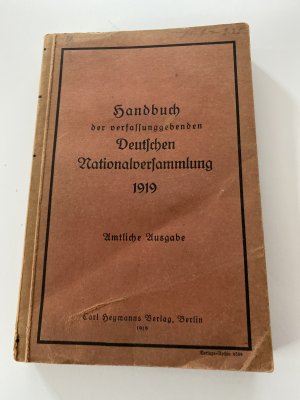 Handbuch der verfassunggebenden Deutschen Nationalversammung 1919