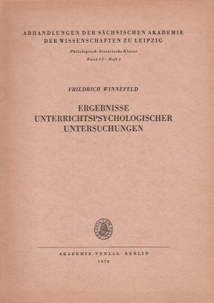 gebrauchtes Buch – Friedrich Windfeld – Ergebnisse unterrichtspsychologischer Untersuchungen