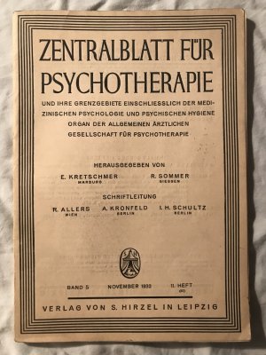 Zentralblatt für Psychotherapie... 1932. Band 5, Heft 11.