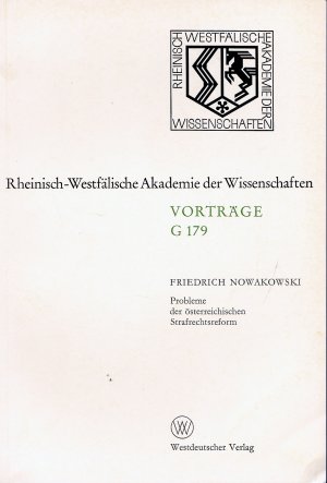 Probleme der österreichischen Strafrechtsreform - 171. Sitzung am 24. November 1971 in Düsseldorf