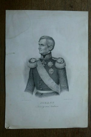 Johann, König von Sachsen: Lithographie (ca. 35 x 49 cm), Original um 1860