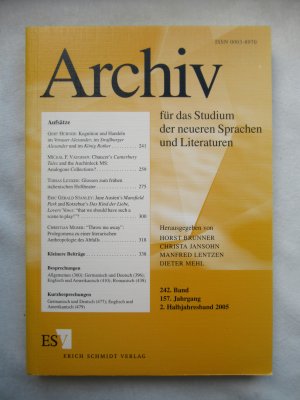 Archiv für das Studium der neueren Sprachen und Literaturen (242. Band, 157. Jahrgang, 2. Halbjahresband 2005)