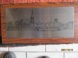 Düsseldorf Rheinufer Metallbild Metall auf Holz 61 cm lang 4 kg NRW