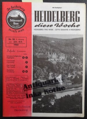 antiquarisches Buch – Heidelberg diese Woche mit Stadtplan = Heidelberg this week = Heidelberg cette semaine - Nr. 36 1960 - wöchentlich aktuelle Termine für Heidelberg und die Region -