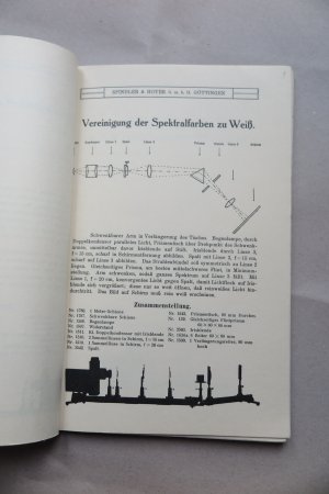 antiquarisches Buch – Spindler & Hoyer G.m.b.H., Mechanische und optische Werkstätten, Göttingen – Vorführungsversuche aus der Optik, mit voranstehender Liste aus dem Produktionsprogramm:  A - Wissenschaftliche Apparate, B - Optik