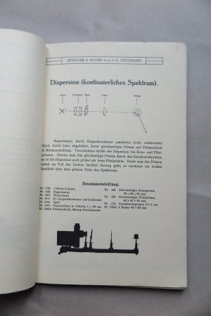 antiquarisches Buch – Spindler & Hoyer G.m.b.H., Mechanische und optische Werkstätten, Göttingen – Vorführungsversuche aus der Optik, mit voranstehender Liste aus dem Produktionsprogramm:  A - Wissenschaftliche Apparate, B - Optik