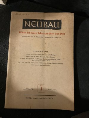 antiquarisches Buch – Friso Melzer  – NEUBAU. Blätter für neues Leben aus Wort und Geist. Jahrgang 2, Heft 1 [ April 1947]