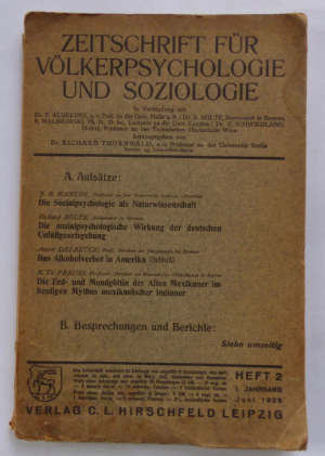 Zeitschrift für Völkerpsychologie und Soziologie - heft nr. 2 / 1925