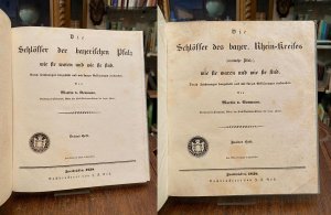 antiquarisches Buch – Neumann, Martin von – Die Schlösser des bayer. Rhein-Kreises (nunmehr Pfalz), wie sie waren und wie sie sind., Durch Zeichnungen dargestellt und mit kurzen Erläuterungen verbunden. von Martin v. Neumann, Gendarmerie-Lieutenant, Ritter des Civil-Verdienst-Ordens der bayer. Krone. Zweites Heft. [und] Die Schlösser der bayerischen Pfalz ... Drittes Heft.