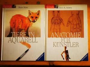 Konvolut 2 Bände: Tiere in Aquarell + Anatomie für Künstler 2 Bücher zusammen