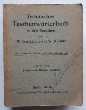 gebrauchtes Buch – W. Isendahl und C – Technisches Taschenwörterbuch in drei Sprachen (alle 3 Teile)