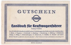 Gutschein Standard Handbuch Kraftwagenfahrer deutsch-amerikanische Petroleumgesellschaft