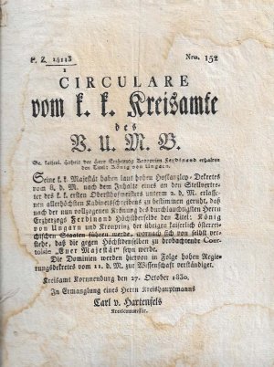 Nr. 151: Für die Brandopfer von Reyersdorf in der Herrschaft Schönkirchen. Nr. 152 vom 27. Oktober 1830: Erzherzog Kronprinz Ferdinand hat den Titel König […]