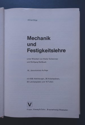 gebrauchtes Buch – Alfred Böge – Mechanik und Festigkeitslehre