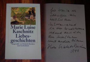 Liebesgeschichten. Ausgewählt von Elisabeth Borchers - insel taschenbuch 2536 // Auf der Vorsatzseite hat Elisabeth Borchers eine kurze Widmung + Signatur […]