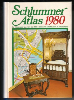 Schlummer Atlas 1980. Der Wegweiser zu mehr als 3800 Hotels und Gasthäusern in Deutschland. Ein Wegweiser zu mehr als 3800 ausgewählten Hotels und Gasthäusern in der Bundesrepublik Deutschland. ANBEI kleine Karte mit Hinweisen/Klassifizierungen usw. - 3. Auflage 1980. Die vorgestellten Hotels und Gasthäuser sind zum größten Teil mit kleinen Fotos verzeichnet. Hinzu kommen diverse Informationen zum Angebot/zur Austattung des jeweiligen Hauses. Vorsatz mit Abkürzungsverzeichnus und weiteren Informationen, Nachsatz mit Übersichtskarte (Straßenkarte mit den größten Verbindungen) Deutschland.