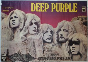 Deep Purple in Rock, Poster, Plakat, Concert, Live, zweiseitig, 1970, signiert von allen Bandmitgliedern + Eintrittskarten von 1970, signiert!!!