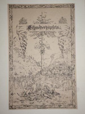 Schnoderhüpfeln - 4 Federlithographien aus Baierische Gebirgslieder