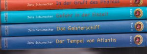 Jens Schumacher ***TEMPEL VON ATLANTIS + GEISTERSCHIFF + GEFAHR IN DER EISZEIT + IN DER GRUFT DES PHARAOS*** 4 Jugendbücher (Abenteuerbücher) aus dem unipart Verlag. Näheres im Innern des Angebotes (weitere Scans und Inhalt).