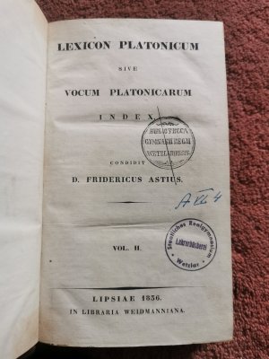 Lexicon Platonicum sive vocum platonicarum index Vol. ll