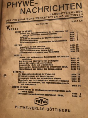 PHYWE-Nachrichten, 1. Jahrgang, Heft 3 1937