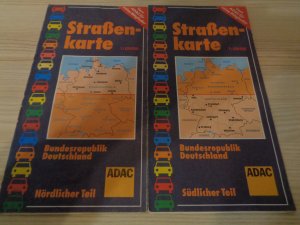 gebrauchtes Buch – ADAC – Straßenkarte Bundesrepublik Deutschland 1:500 000. Nördlicher Teil und südlicher Teil Vom ADAC für Besucher aus der DDR