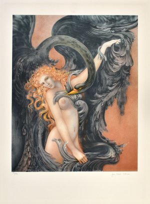 Leda et le cygne. [1985]. [Signierte Original-Farblithografie / signed original color lithograph].