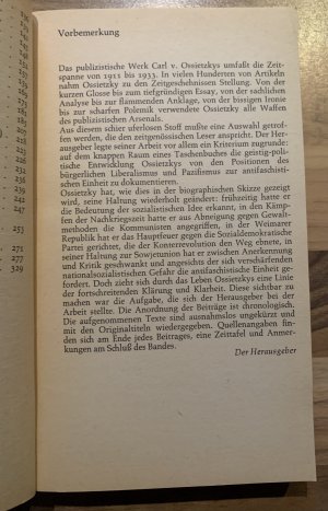 gebrauchtes Buch – Ossietzky, Carl von – Rechenschaft - Publizistik aus den Jahren 1913-1933;