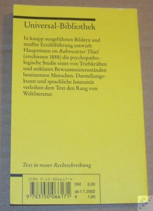 gebrauchtes Buch – Gerhart Hauptmann – Bahnwärter Thiel. Novellistische Studie - Textausgabe mit editorischer Notiz und Nachwort