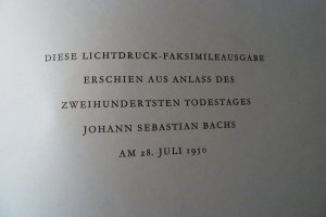 antiquarisches Buch – Johann Sebastian Bach – Fantasia super Komm Heiliger Geist - FAKSIMILE