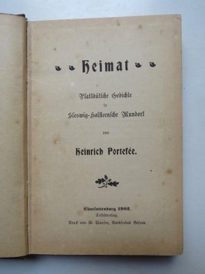 antiquarisches Buch – Heinrich Portefée – Heimat. Plattdütsche Gedichte in sleswig-holsteensche Mundart.