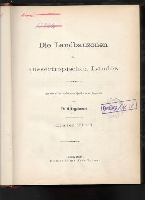 Die Landbauzonen der aussertropischen Länder. Aufgrund der statistischen Quellenwerke dargestellt.