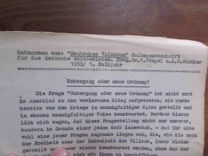 Typoskript "Untergang oder neue Ordnung" 1933 (Aus Nachlass aus dem Widerstands-Kreis)