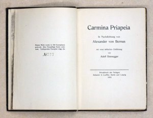 Carmina priapeia.. Mit einer kritischen Einführung von Adolf Dannegger..