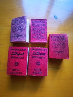 Konvolut Sammlung Minibuch 5 Bücher: Nr. 2+13+13+14+14 Liliput Wörterbuch 12000 Worte Langenscheidts / Französisch Deutsch Nr.2 / Deutsch - Lateinisch […]