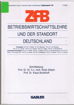 Betriebswirtschaftslehre und der Standort Deutschland - ZfB Ergänzungsheft 1/96