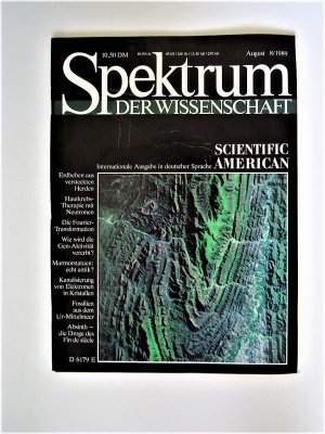 Spektrum der Wissenschaft August, 8/1989: Erdbeben aus versteckten Herden; Hautkrebs-Therapie mit Neutronen; Die Fourier-Transformation; Wie wird die Gen-Aktivität vererbt? Marmorstatuen: echt antik?; Kanalisierung von Elektronen in Kristallen; Fossilien aus dem Mittelmeer; Absinth, die Droge des Fin des siècle