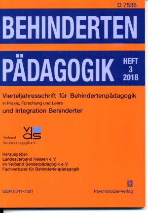 gebrauchtes Buch – Fachverband für Behindertenpädagogik Landesverband Hessen e.V. im Verband Sonderpädagogik e.V.  – Behindertenpädagogik - Vierteljahresschrift für Behindertenpädagogik und Integration Behinderter in Praxis, Forschung und Lehre  57. Jahrgang, 2018, Heft 3