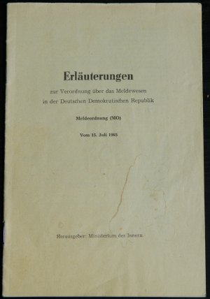 antiquarisches Buch – Ministerium des Inneren – Meldeordnung (MO) der DDR