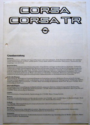 gebrauchtes Buch – CORSA TR Technische Daten 1983