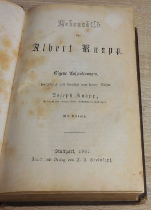 antiquarisches Buch – Joseph Knapp – Lebensbild von Albert Knapp. Eigene Aufzeichnungen, fortgeführt und beendigt von seinem Sohne Joseph Knapp