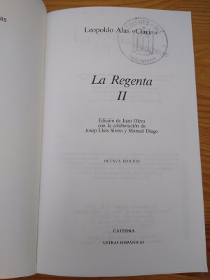 gebrauchtes Buch – Alas, Leopoldo <Clarín> [Zamora – Regenta II, La. Ed. Juan Oleza.