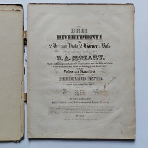 Mozart: Drei Divertimenti . Für das Pianoforte zu vier Händen arrangiert von Richard Kleinmichel